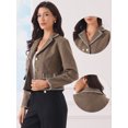 thumbnail image 2 of DARING DIVA Women's Vintage Notched Lapel Long Sleeve Cropped Blazer L Brown, 2 of 6