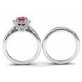 thumbnail image 4 of HeartsAndYou 2ct Natural Ruby & Diamond Engagement Ring Halo Bridal Set 14k SOLID White Gold, 4 of 9