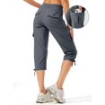 thumbnail image 3 of Women's Cargo Capris Hiking Pants Lightweight Quick Dry Outdoor Athletic Travel Casual Loose Comfy Cute Pockets Dark Grey S, 3 of 7