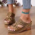 thumbnail image 2 of ShiShine Comfort Non Slip Wedge Sandals for Women 3D Floral Rhinestone Decor Slide Shoes for Summer Beach, 2 of 7