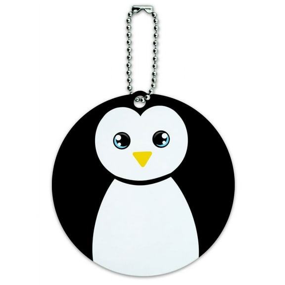 Penguin Black and White Round ID Card Luggage Tag
