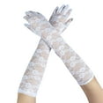 thumbnail image 4 of Xijirk Solid Extra Long Floral Lace Opera Gloves Sheer See Through Elbow Length Stretch Full Finger Wedding Bridal Prom Sun Protection Vintage formal Party Decorative Gloves White,One Size, 4 of 4