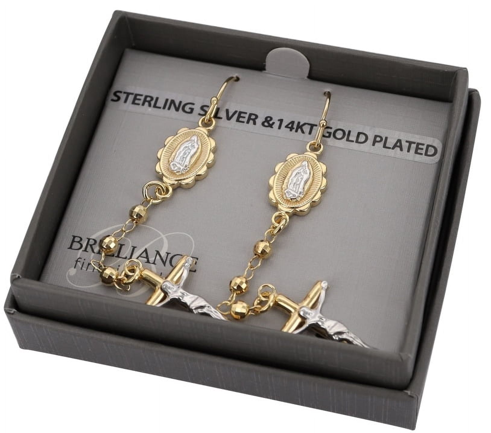 Brilliance Fine Jewelry Women's 14K Gold Plated Sterling Silver Two-Tone Rosary Adults Earrings
