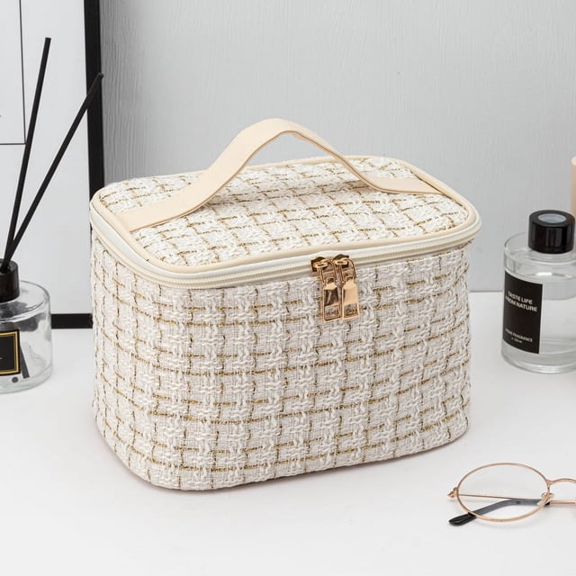 Bolsa de maquillaje de mano, gran capacidad, portátil, alto valor estético, bolsa de viaje para el cuidado y almacenamiento.