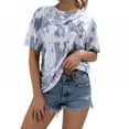 thumbnail image 4 of Women's Round Neck Short Sleeve Casual Tie Dye T-Shirt Top, 4 of 6