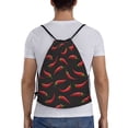 thumbnail image 2 of Drawstring Backpack - bell Pepper black Splash Proof Small Drawstring Gym Bag for Women Men, Cinch Sports String Bag Backpack for Travel Swimming Beach, 2 of 8