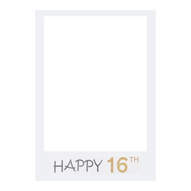 MasteelfCA Happy 16th DIY Paper Picture Frame Cutouts Photo Booth Props for Birthday Party
