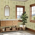 thumbnail image 4 of Peel and Stick Wallpaper Vintage Floral Geometric Olive Green Cream Tones Wall Mural 23.6in x 9.8ft Self Adhesive Removable Wall Paper Renter Friendly Wallpaper for Bedroom Studio Lake House, 4 of 8