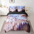 thumbnail image 2 of Manfei Nature Scenery Bedding Comforter Set 7 Pieces, Jungle Mountain Pine Tree Full Bedding Set, Retro Natural Landscape Reversible Fitted Sheet Flat Sheet, Blue Brown Microfiber Bedroom Decor, 2 of 7