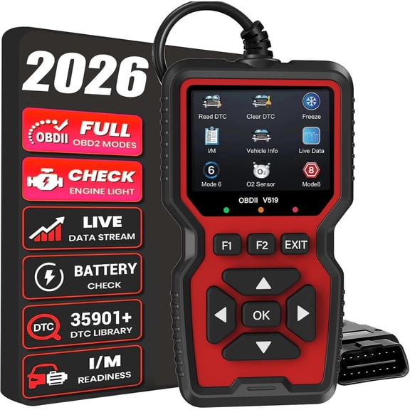 OBD2 Scanner Diagnostic Tool, Check Engine Code Reader with Reset, Mode 6, 8 & I/M Readiness, Auto Light Car Scan Tool for All OBDII Since 1996