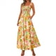 thumbnail image 1 of Vestido de Verano para Mujer, Sin Mangas, Fruncido, Estilo Bohemio, con Tirantes Finos, Corte en A, Fluido, para Playa, Amarillo, Talla L, 1 of 7