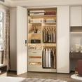 thumbnail image 3 of iSunirm 36" Free Standing Walk-in Closet System with 3 Wooden Drawers, Closet Organizer System with Hanging Rods and Storage Shelves, Heavy Duty Closet for Bedroom, 36"L x 16"W x 80"H, White Oak, 3 of 7
