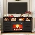 thumbnail image 4 of Garvee 60" Fireplace TV Stand with 23" Electric Fireplace, Farmhouse Wood Entertainment Center with 6 Drawers, Fits TVs up to 65", Black, 4 of 10