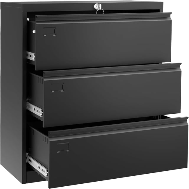 Ourlova 3 Drawer Lateral File Cabinet with 3 Drawers and Locks