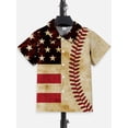 thumbnail image 3 of Mikrdoo Independence Day American Flag And Baseball 3D Print Boys Creative Shirt, Casual Short Sleeve Lapel Shirt Tops For Summer Outdoor Sizes 7-15, 3 of 9