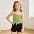 thumbnail image 5 of WAVSUF Girls Cotton Outfit Sets, Square Neck Tank Tops and Elastic Waist Shorts Kids Summer Casual Comfort Clothes 2 Piece Green 8, 5 of 9