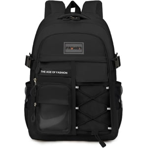 Dakimoe School Backpack, 15.6" Laptop Sleeve, Black