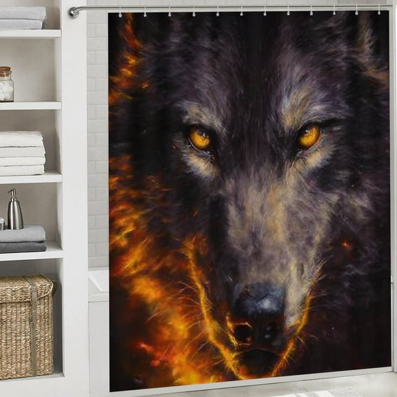 RKSupls Valentine's Day Shower Curtain, Wolf Gifts Waterproof Shower Curtain with Hooks for Home Bathtub Bathroom  Decor Washable Curtains, 72x72 in