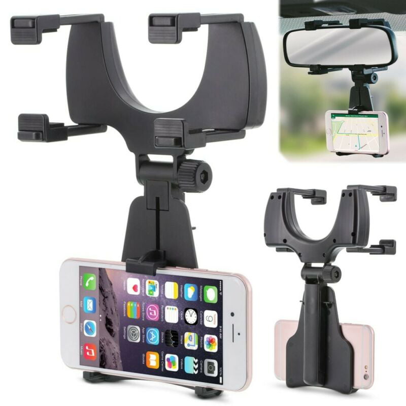 360 Rotation Cell Phone Mount Holder Motorcycle Rearview Mirror ABS Bracket