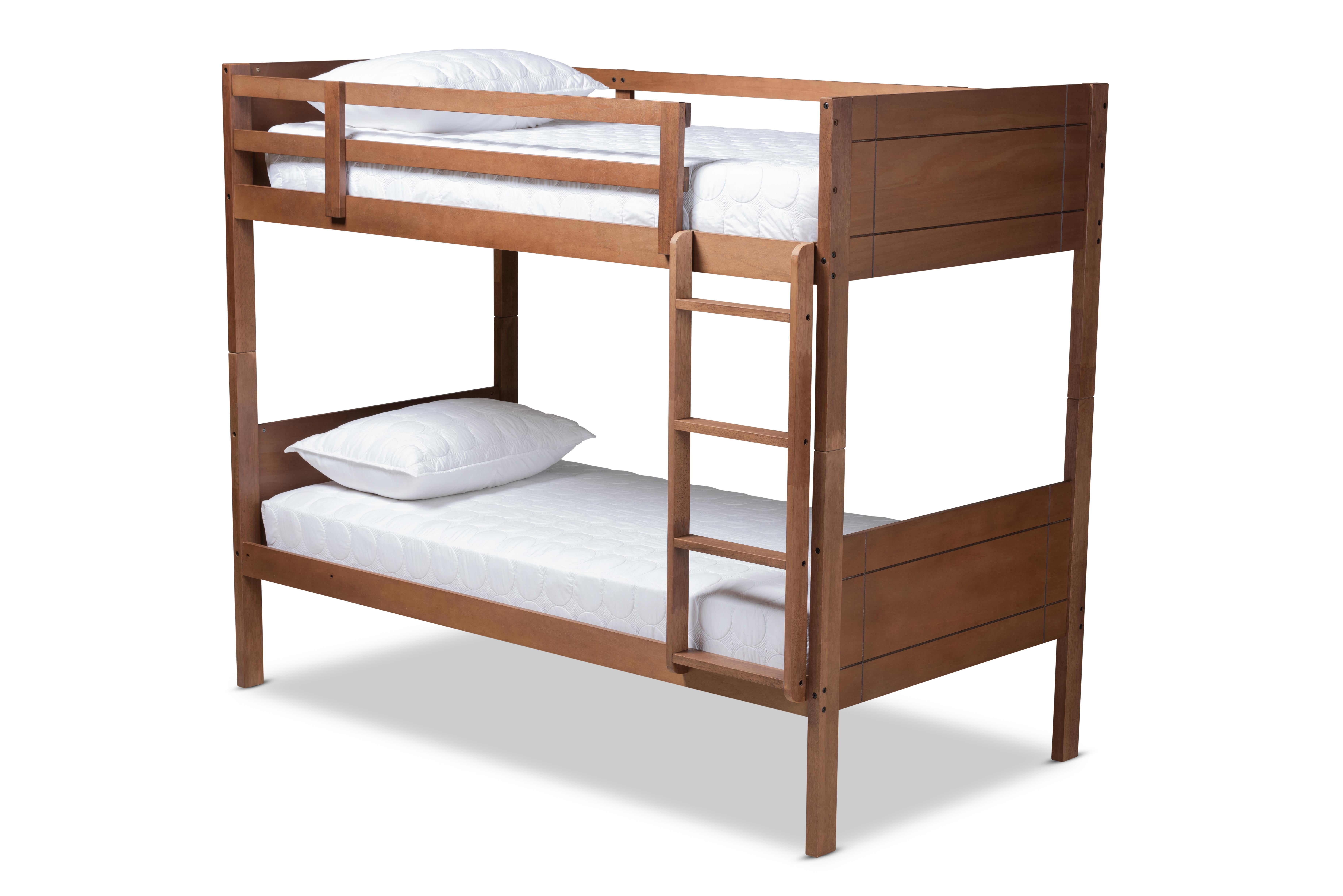 Baxton Studio Elsie Modern and Contemporary Walnut Brown Finished Wood Twin Size Bunk Bed