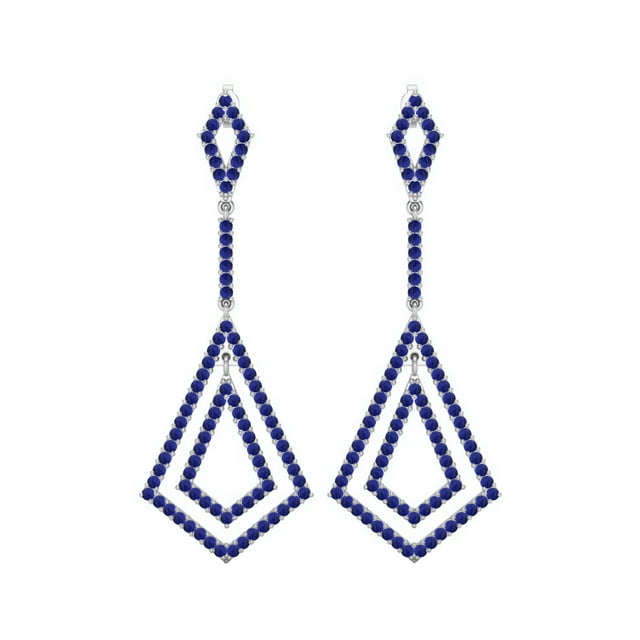 Boucles d'Oreilles Pendantes Goutte en Argent Sterling 925 Lustre Rond Lapis pour Femme Mariage
