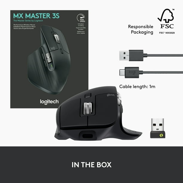 Logitech MX Master 3S, Wireless Performance Mouse, Ergo, 8K DPI