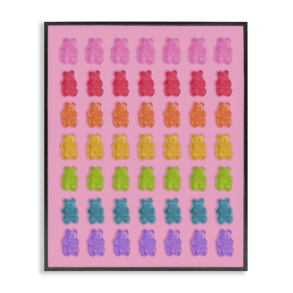 Stupell Industries Contemporary Rainbow Candy Bears on Pink Black Framed Giclee Art, 11 x 14, by LISH Creative