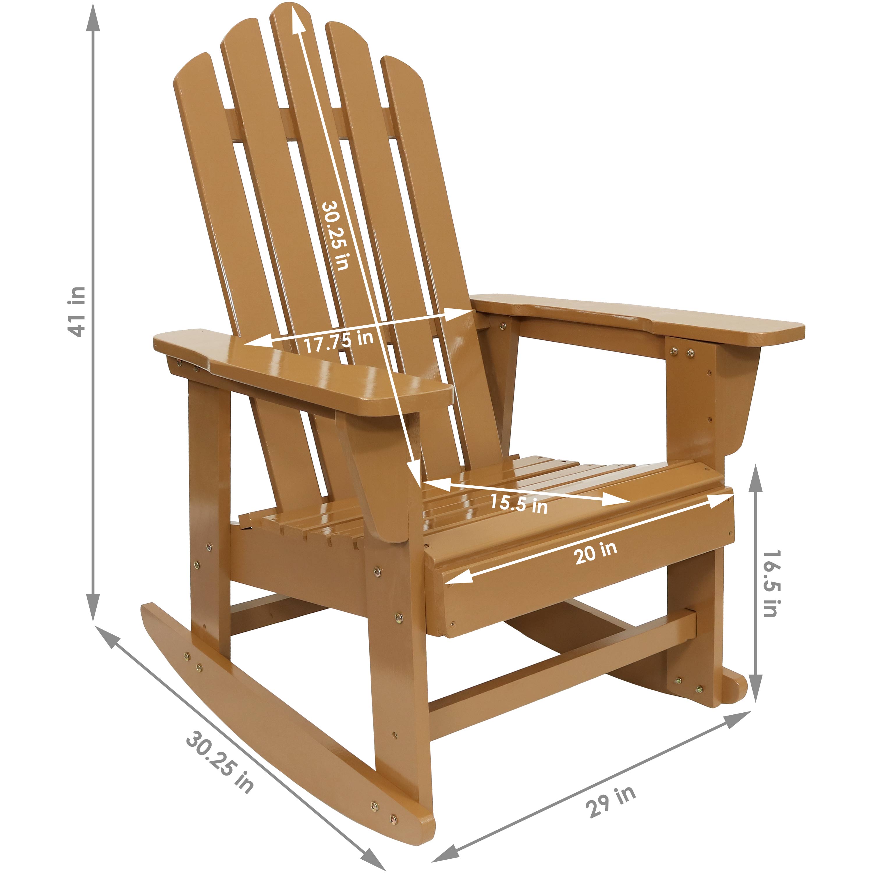 Sunnydaze Outdoor Wooden Adirondack Rocking Chair with Cedar Finish - Set of 2 - image 3 of 8