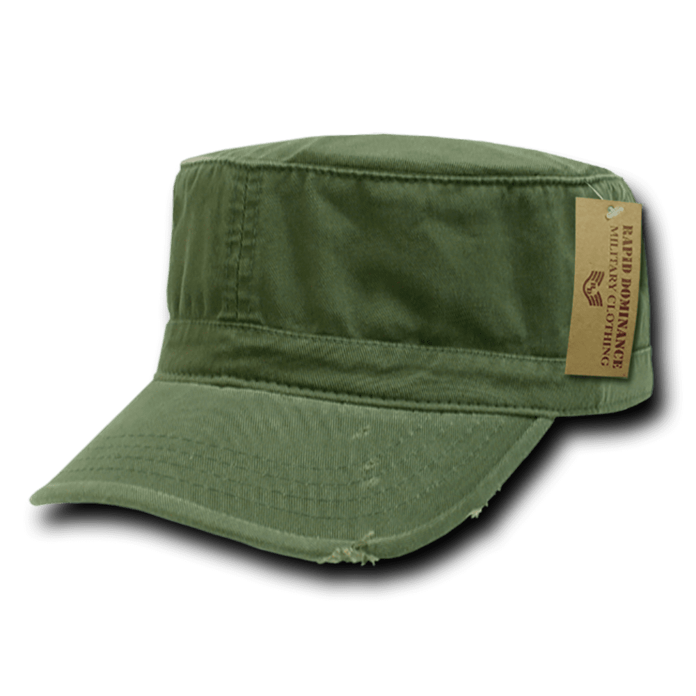 Rapid Dominance Vintage BDU Fatigue Distressed Cadet Patrol Military Fitted Caps Hats, Size: XL, Green