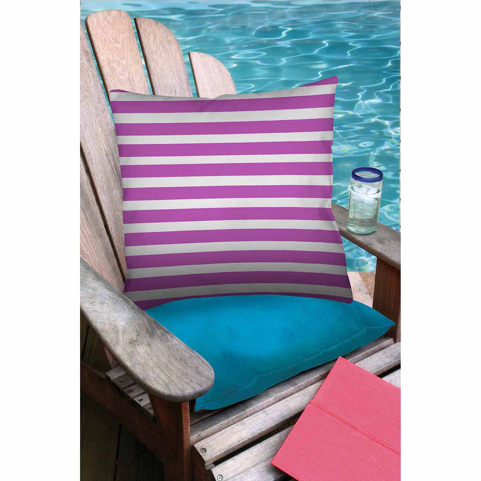 Thumbprintz Bright Stripes Pink Outdoor Decorative Throw Pillow