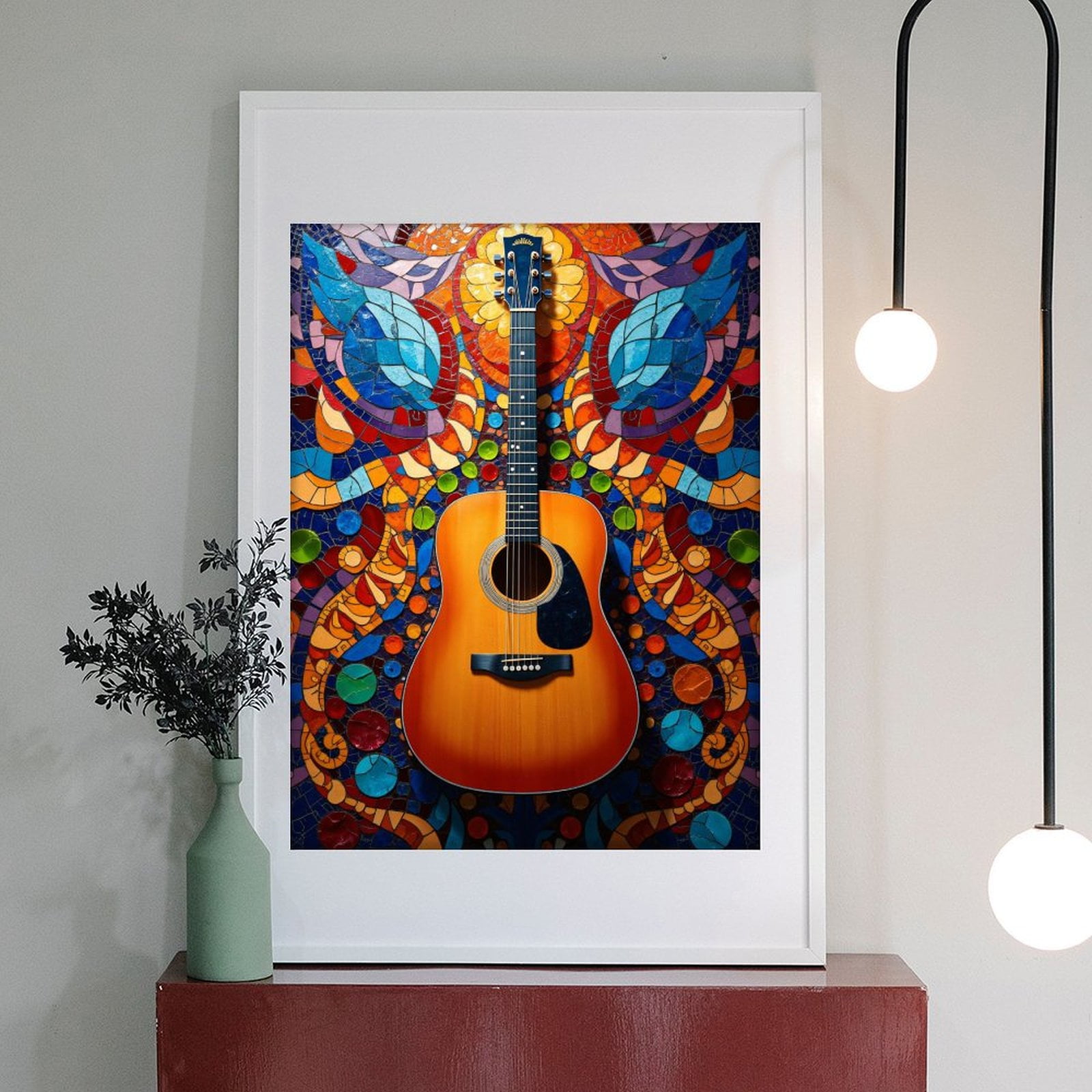 Diamond Art Kit for Adults, Guitar Vibrant Mosaic Art Display Diamond Painting for Adults Beginners, 5D DIY Diamond Art Painting Kits, Colorful Diamond Painting Craft for Home Decor 12x16