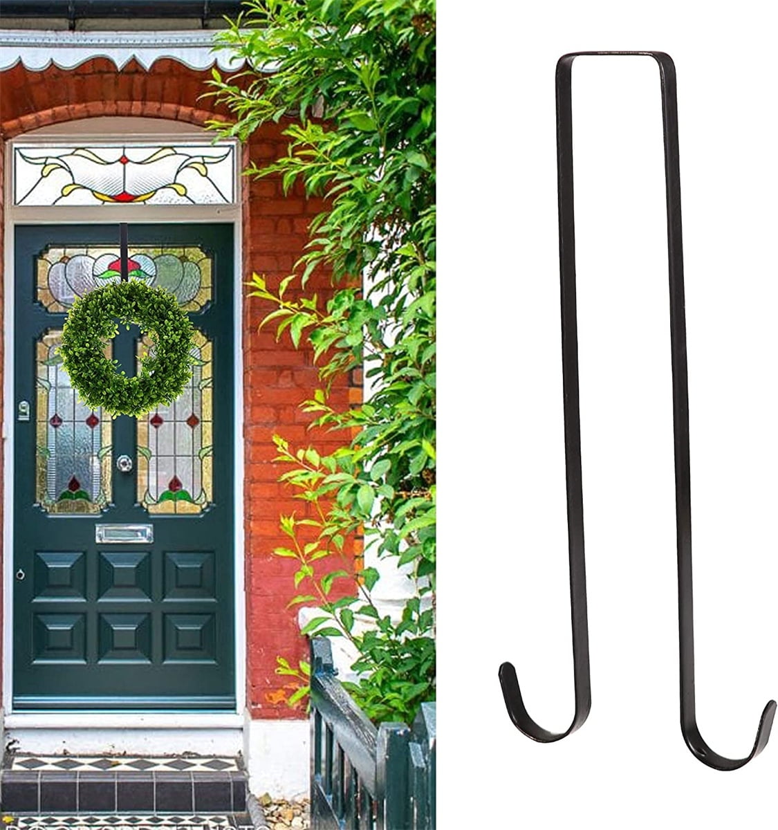 Double Sided Wreath Hanger Casewin Black 15" Wreath Hanger for Front