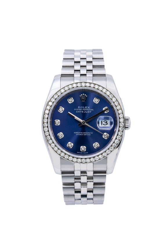 Pre-Owned Rolex Datejust 116200 36MM Blue Diamond Dial With 1.20 CT Diamonds