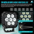 thumbnail image 6 of Nilight 3.8" Square LED Pod Lights 2PCS, 35W 7-LED Hyper Spot Beam Off-Road Driving Lights w/ 16AWG DT Rocker Switch Wiring Harness for Truck ATV UTV Boat Motorcycle, 6 of 9