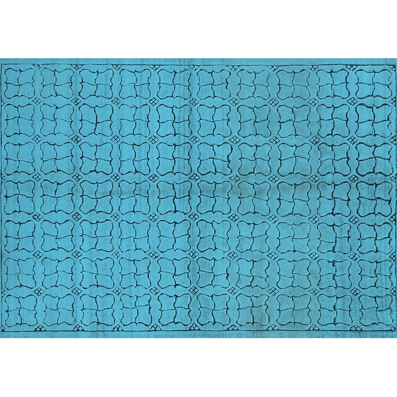 Ahgly Company Indoor Rectangle Oriental Light Blue Industrial Area Rugs, 5' x 7'