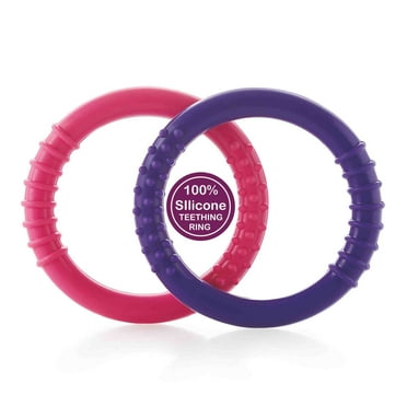 BeeBaby Loops/Ring Silicone teether Pack of 2 -Pink/Purple