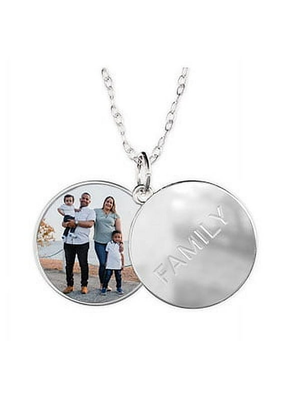 Sterling Silver Plated Sliding Photo Locket, Family