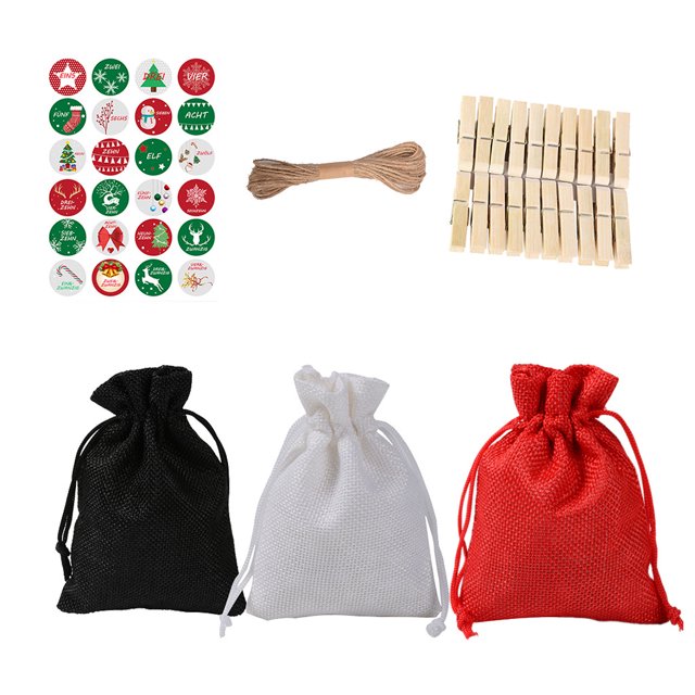 Christmas Candy Bags Gift Treat Bags Christmas Pattern Candy Bag 1-24 Advent Calendar Bundle Cotton Linen Gift Bag Countdown To Christmas Advent Calendar
