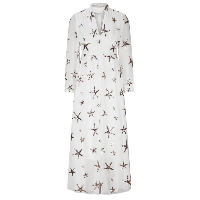 FcBaudy Robe de Cour, Robes pour Femmes, Robes d'Été pour Femmes Mode pour Femmes Manches Longues Imprimé Col Rond Robe Longue Princesse pour Dames Robe de Cour