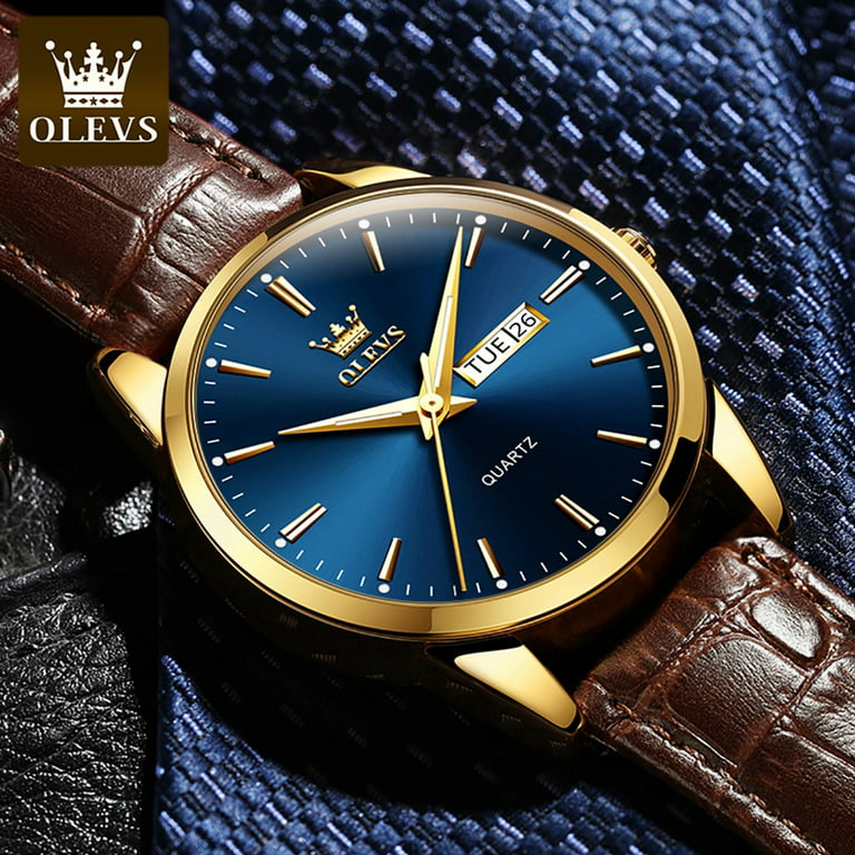 OLEVS Classic Men Watches with Date,Stainless Steel Man Watch with Date,  Bussiness Watches for Men,Luminous Quartz Mens Watches  Black/White/Blue/Gold