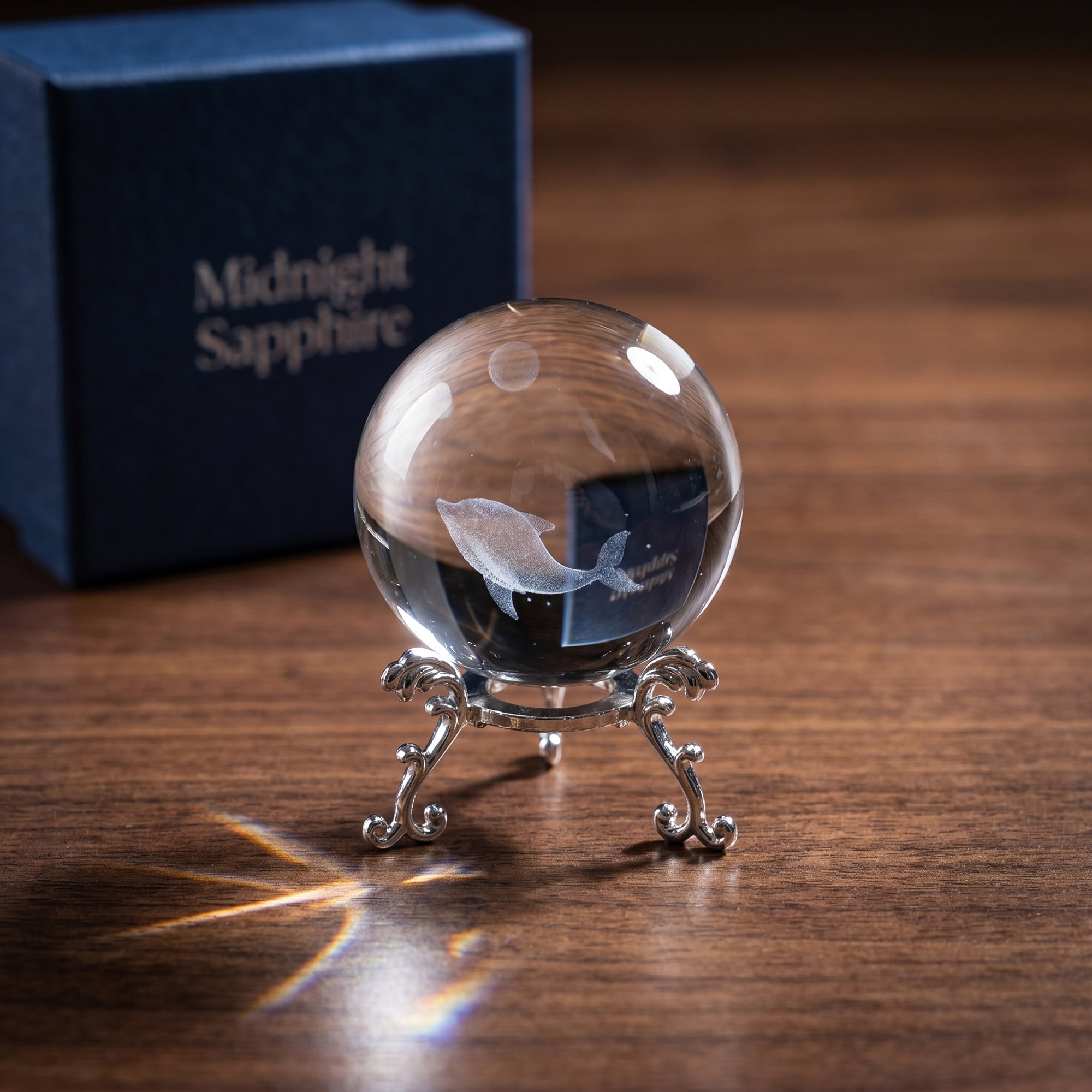 Unique Bargains Crystal Ball Figurine 3D Glass Paperweight with Base Clear Style K