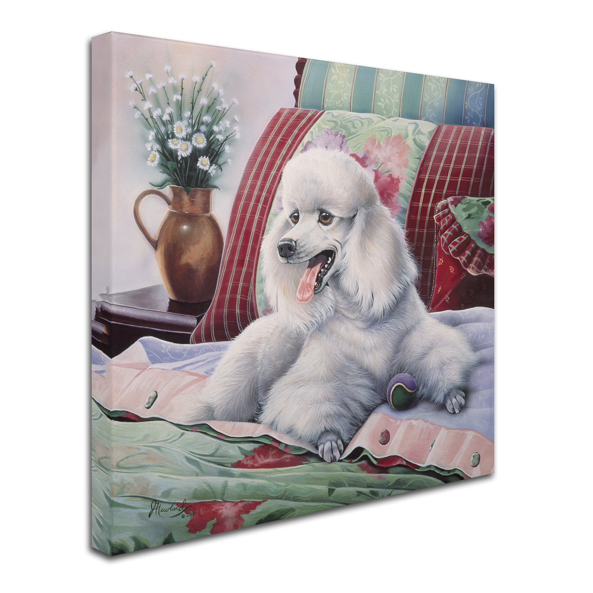 Trademark Fine Art 'White Poodle' Canvas Art by Jenny Newland