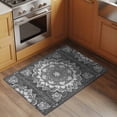 thumbnail image 2 of 2x3 Ft Entryway Area Rug, Grey Boho Kitchen Rug Runner Washable Floor Mat, Abstract Floral Southwestern Ethnic Tribal Non Slip Indoor Door Mat Throw Carpet for Bathroom Living Room Bedroom, 2 of 8