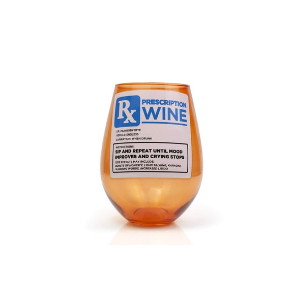 Copa de vino sin tallo Toynk Rx Prescription de 900 ml, diseño divertido