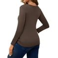 thumbnail image 3 of INSPIRE CHIC Women's Maternity Ruched Tops Long Sleeve Shirts Casual Blouses Basic T-Shirt Clothing 2025 Medium Coffee, 3 of 5