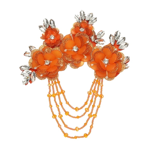 Uxcell Flower Rhinestone Appliques for Dresses, 3D Orange Rhinestone Embellishments 5 Flowers