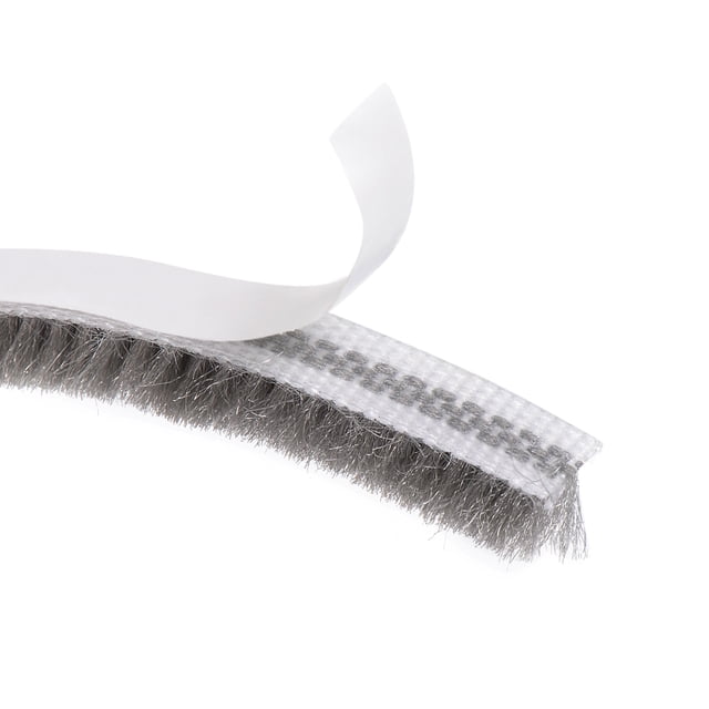 Tira de sellado de puerta de fieltro adhesivo Uxcell Brush Weather Stripping, Tira de barrido de puerta gris 7mmx6mm