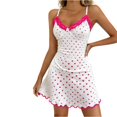 thumbnail image 3 of WCJM Pajama Set for Women Womens Sleep Dress Love Print Slim Fit Nightgown Women's Pajamas Lace V Neck Home Clothes Sleeping Dress, 3 of 4