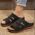 thumbnail image 6 of Women's Wedge Sandals Vintage Hollow Out Dressy Shoes Rubber Sole Comfortable Non Slip Slip On Walking Beach Sandal Black Size 7.5, 6 of 9
