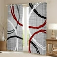 thumbnail image 2 of Manfei Waves Stripes Lines Blackout Curtains Set of 2 (52x84 Each),Modern Geometric Window Curtains,Red White Gray Curtains and Drapes For Boys Girls,Breathable Home Decor, 2 of 6
